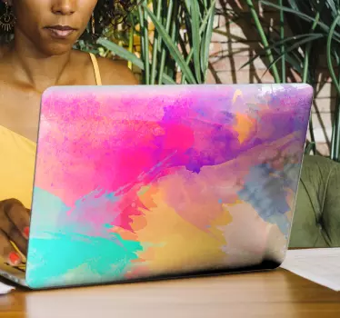 Notebook akvarell színek laptop bőr matrica - TenStickers