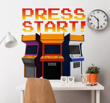 Nyomja meg az indítást arcade gépek videojáték falmatrica - TenStickers