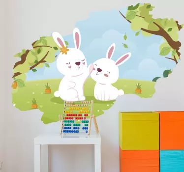 Nyulak illusztráció fal art matrica - TenStickers