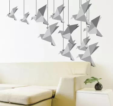 Origami madarak fal matrica - TenStickers