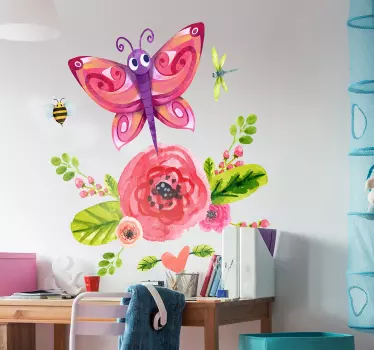 Pillangó illusztráció fali art matrica - TenStickers