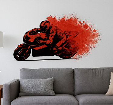 Piros fröccsenés motoros matrica - TenStickers
