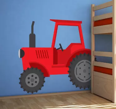 Piros traktor falmatrica - TenStickers