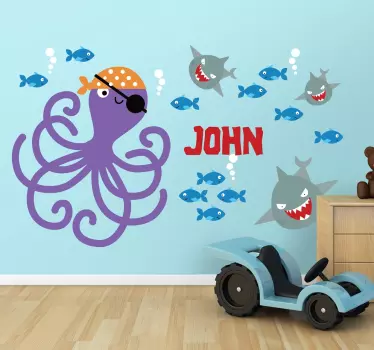 Polip kalóz személyre szabott név matrica - TenStickers