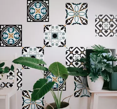 Portugál kék és fekete mintás csempe matrica - TenStickers