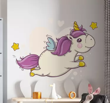 Rajzfilm egyszarvú lila sörény és farok mese matrica - TenStickers