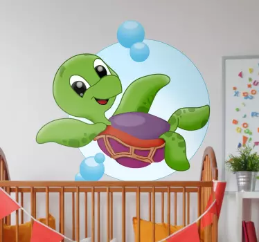 Rajzfilm teknős gyermek fal matrica - TenStickers