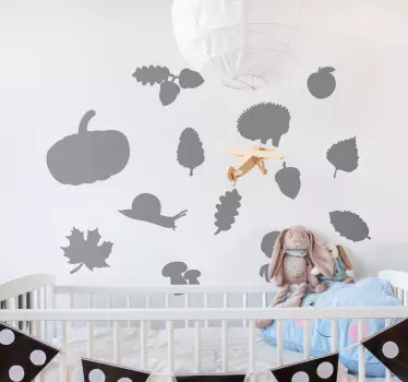 Rajzolt erdei állatok és növények vadállati matrica - TenStickers