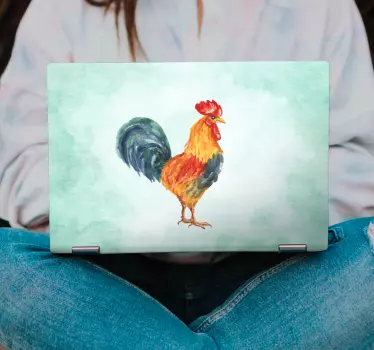 Reális színes rajz a kakas laptop matricájáról - TenStickers