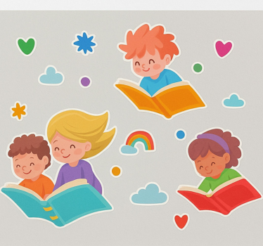 Repülő könyvek és gyerekek oktatási matrica - TenStickers