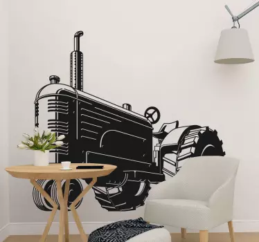 Retro monokróm traktor játék matrica - TenStickers