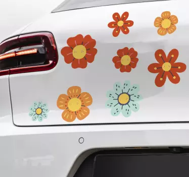 Retro virágok Matrica Autók - TenStickers