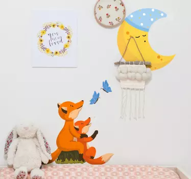 Róka nézi a hold rajzfilm fali matrica - TenStickers