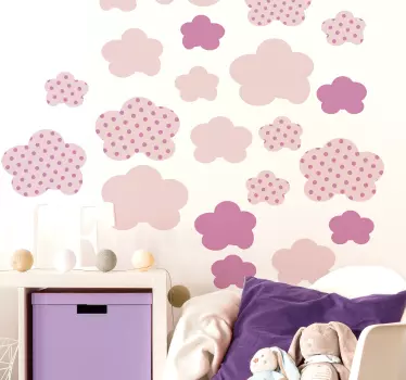 Rózsaszín felhők illusztráció fal art matrica - TenStickers