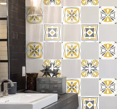 Sárga és szürke csempe matrica - TenStickers