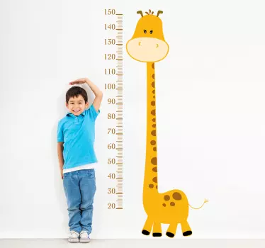 Sárga zsiráf magasság diagram gyerekek matrica - TenStickers