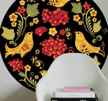 Sötét háttér népi szlovák dísz virág fali matrica - TenStickers