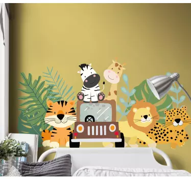 Szafari állatok szett zebra oroszlán és zsiráf fal matrica - TenStickers