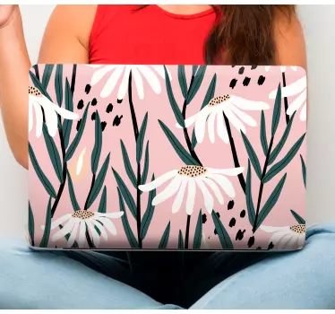 Százszorszép virág rózsaszín háttér laptop matrica - TenStickers