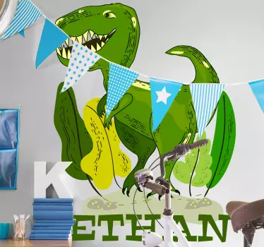 Személyre szabott dinoszaurusz és növények sárkány fal matrica - TenStickers