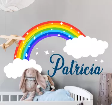 Személyre szabott szikrázó szivárványos baba falmatrica - TenStickers