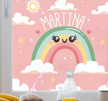 Szép szivárvány felhőkkel, ablakablak matricával - TenStickers