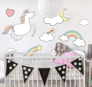 Mesés egyszarvú minta matrica babának - TenStickers