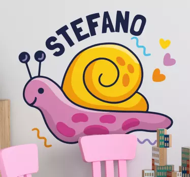 Színes csiga név gyerekek hálószoba fal matrica - TenStickers