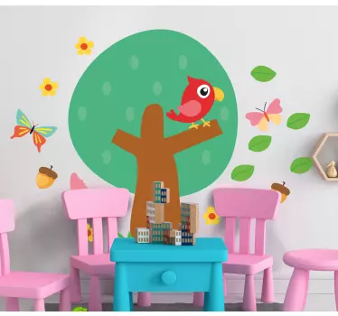 Színes fa jelenet matrica gyerekeknek - TenStickers