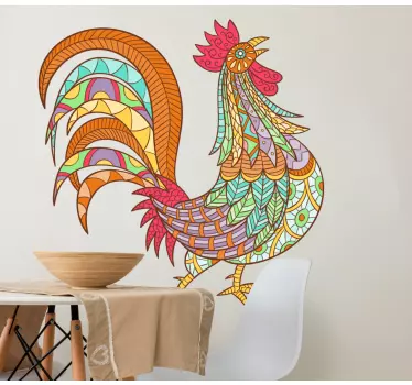 Színes mandala kakas madár matrica - TenStickers