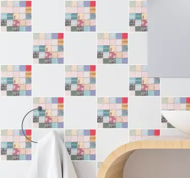 Színes mozaik négyzetek csempematrica - TenStickers