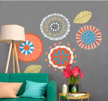 Színes népművészet elegáns minta virág fal dekoráció - TenStickers