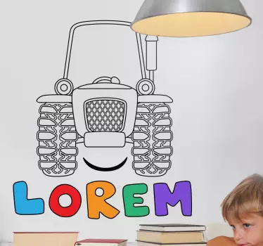 Színes név vázlat traktor egyedi matrica - TenStickers