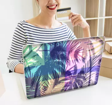Színes pálmafa laptop bőr - TenStickers