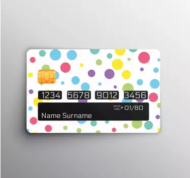 Színes pöttyös mintás bankkártya matrica - TenStickers