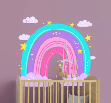 Színes szivárvány felhők felett matrica gyerekeknek - TenStickers