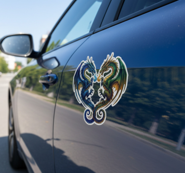 Szív alakú sárkányok autó matrica - TenStickers