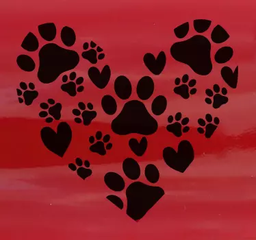 Szív háziállat lábnyomok autó matrica - TenStickers