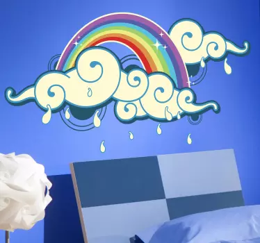 Szivárvány és eső otthoni fal matrica - TenStickers