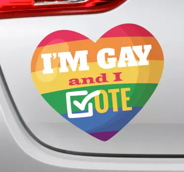 Szivárvány szavaz melegautó matrica - TenStickers