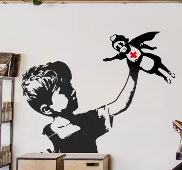 Szuperhős banksy nővér vinyl wall art matrica - TenStickers