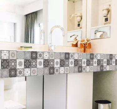 Szürke csempe fürdőszobabútor matricához - TenStickers