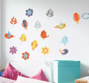 Tavaszi madarak meg madár matrica - TenStickers