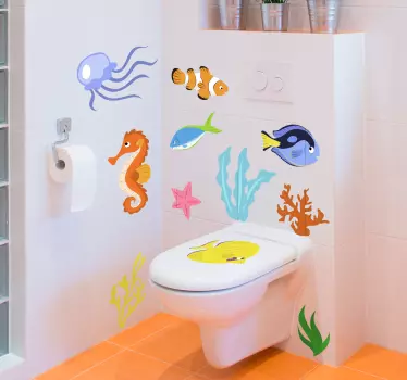 Tengeri állatok hal fal matrica - TenStickers