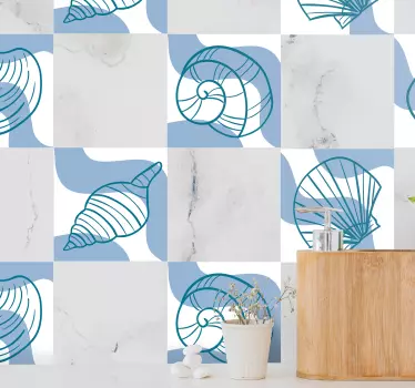 Tengeri kagylók mintái csempe átviteli matrica - TenStickers