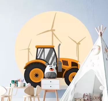 Traktor egy szélmalmok háttér játék matrica - TenStickers