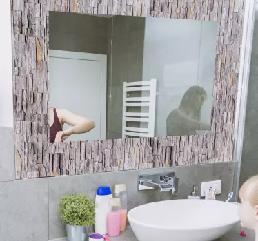 Tükör keret kő textúra tükör fal matrica - TenStickers