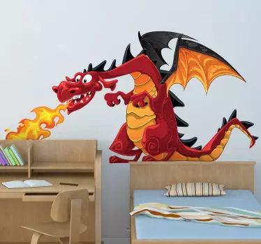 Tűz lélegző sárkány gyermekek matrica - TenStickers