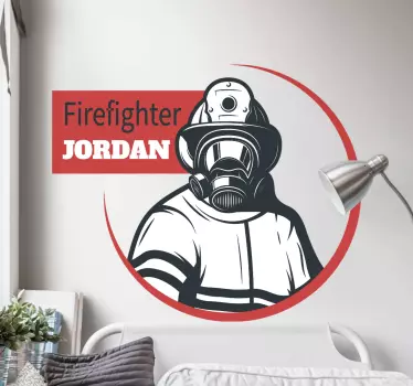 Tűzoltó személyre szabott név egyedi matrica - TenStickers