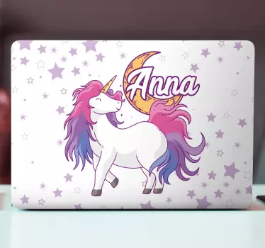 Unikornis és hold laptop matrica - TenStickers